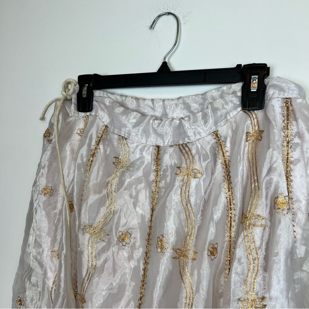 Saree Shawl with Skirt Set- Sheer pearl with sun embroidery and beading - Picture 3 of 10